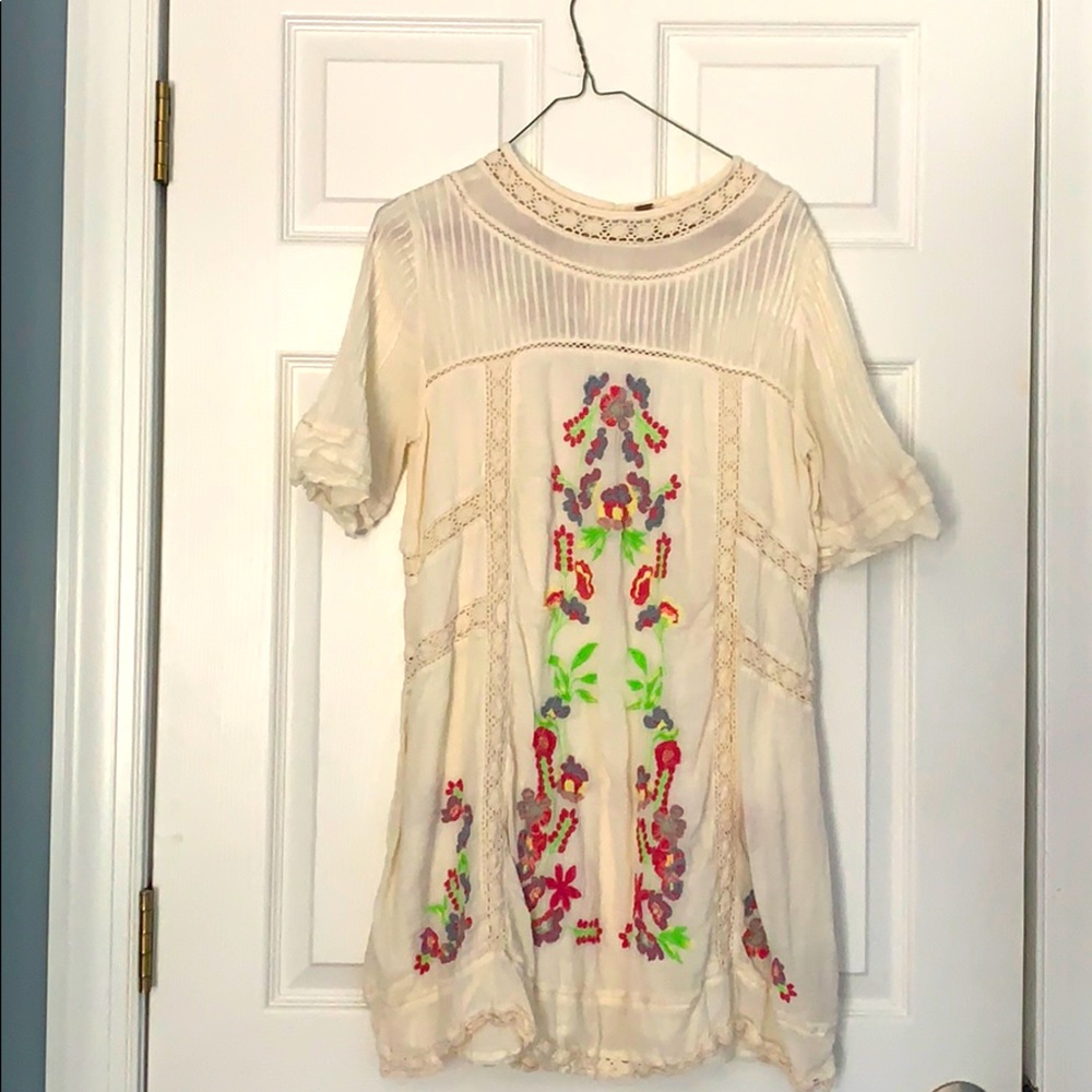 Free People White embroidered dress